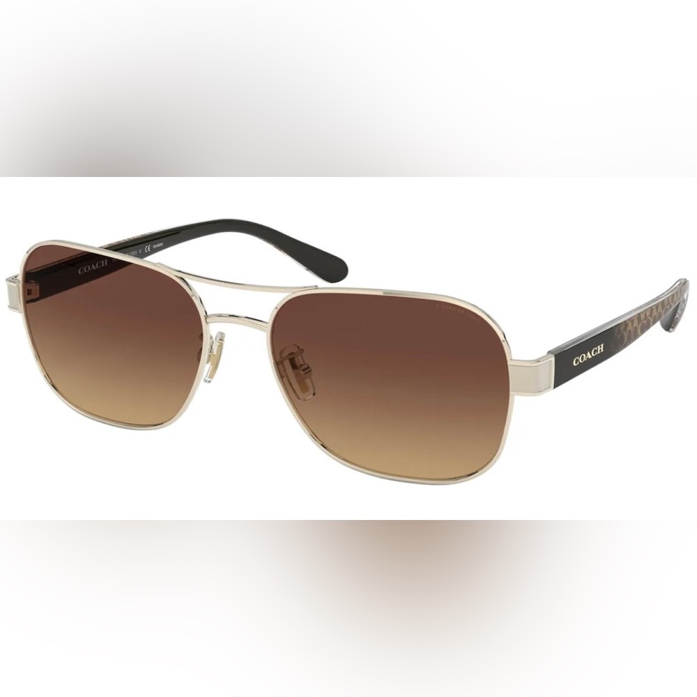 Coach Polarized Light Gold-Tone Navigator Sunglasses Women's - HC7116-9005T5-57